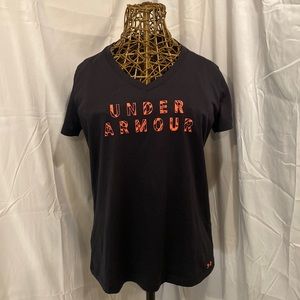 Pink and black under amour athletic shirt